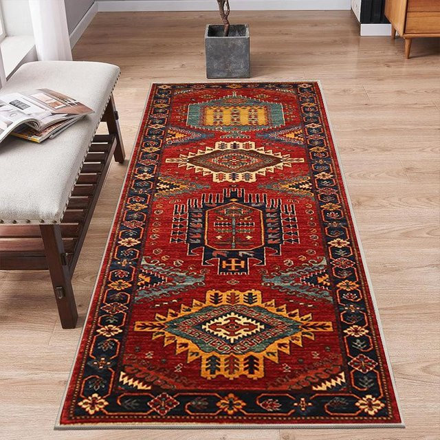 Bodenläufer Lodestar in Boho-Design mit geometrischem Muster, Schwarz/Mehrfarbig, B/T: 40 x 120 cm - Bild 1