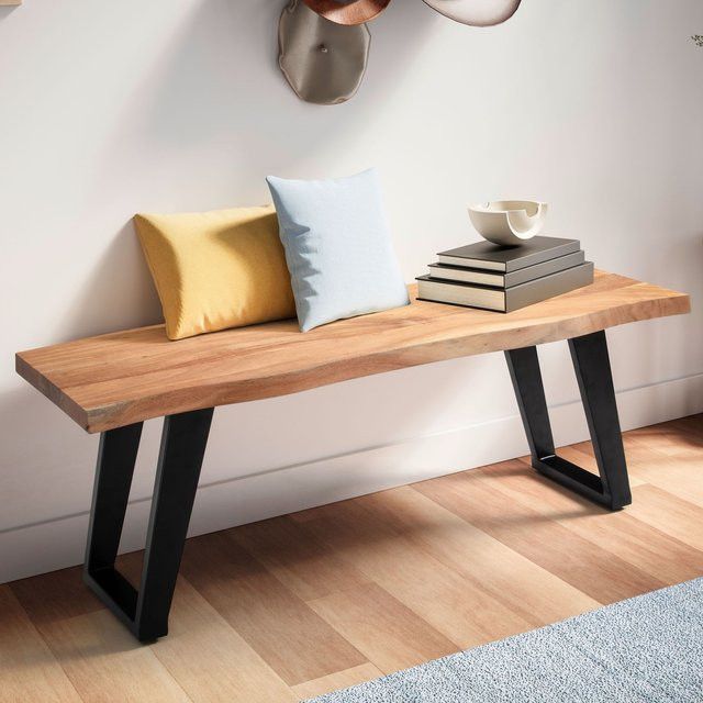 Garderobenbank FineBuy aus Akazie Massivholz mit modernem Design, B/T/H: 120 x 40 x 40 cm - Bild 1