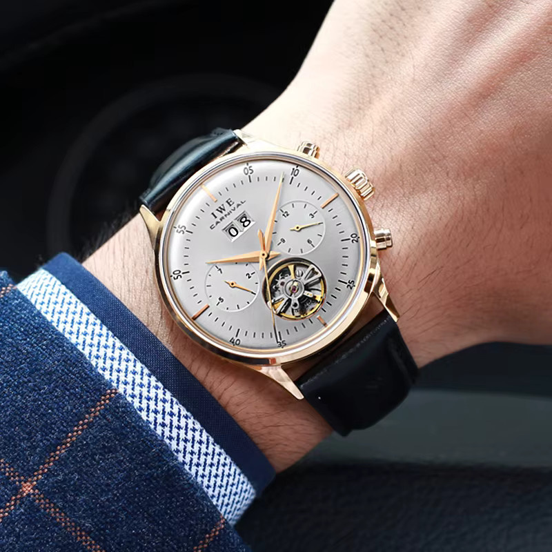 KARNEVAL Armbanduhr Skeleton Tourbillon, Automatik, Roségold, Herren - Bild 3