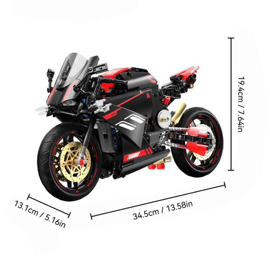 HUATEC Rennmotorrad-Modell, technischer Baustein, 426 Teile - Bild 4