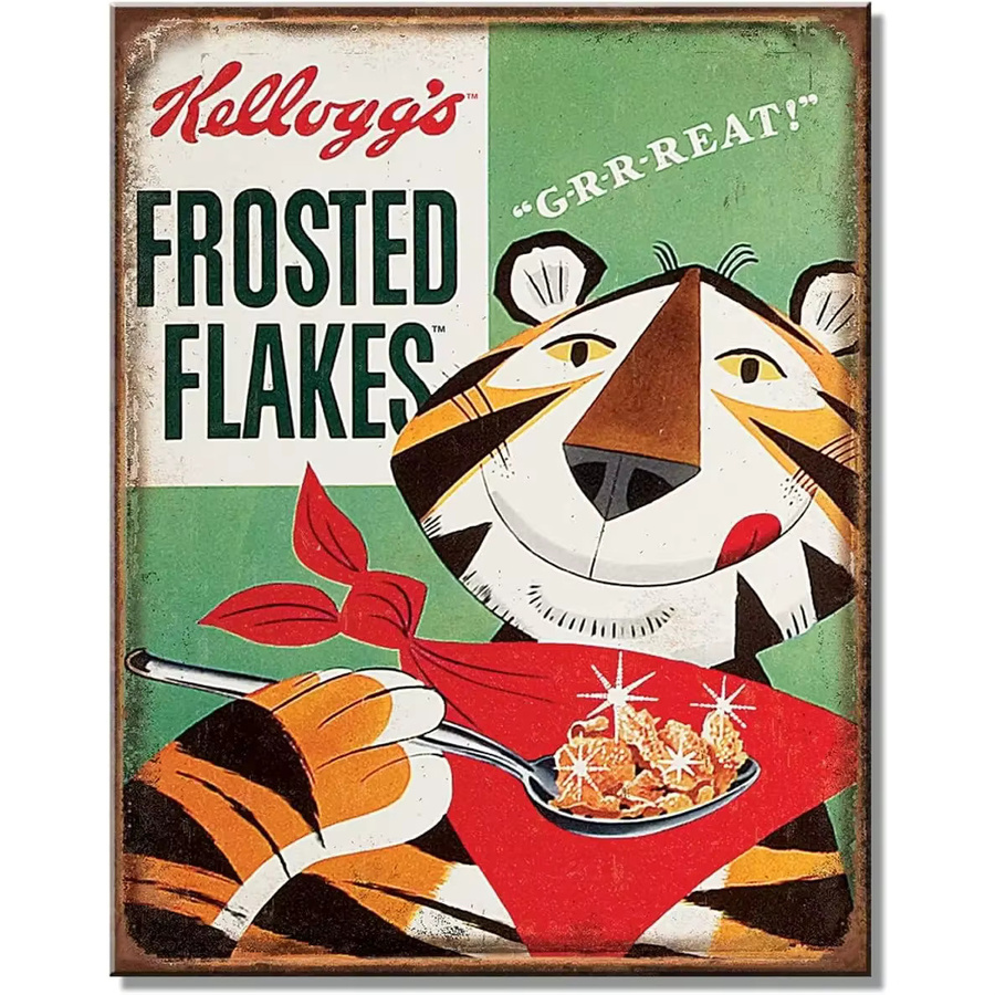 Desperate Enterprises Kelloggs Frosted Flakes Tony Vintage-Wanddekoration aus Metall, Mehrfarbig, B/H: 30,0 x 20,0 cm - Bild 2