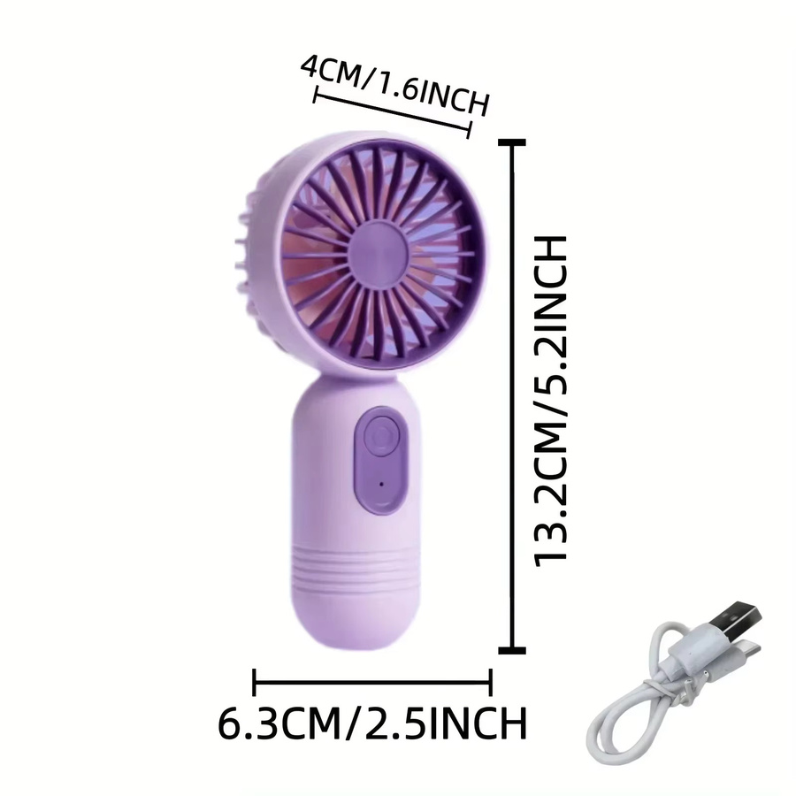 XIAOTREE USB-Mini-Akku-Ventilator in Lila mit 3 Geschwindigkeitsstufen, tragbarer Handventilator aus Kunststoff, Höhe: 13,2 cm, Breite: 6,3 cm - Bild 4
