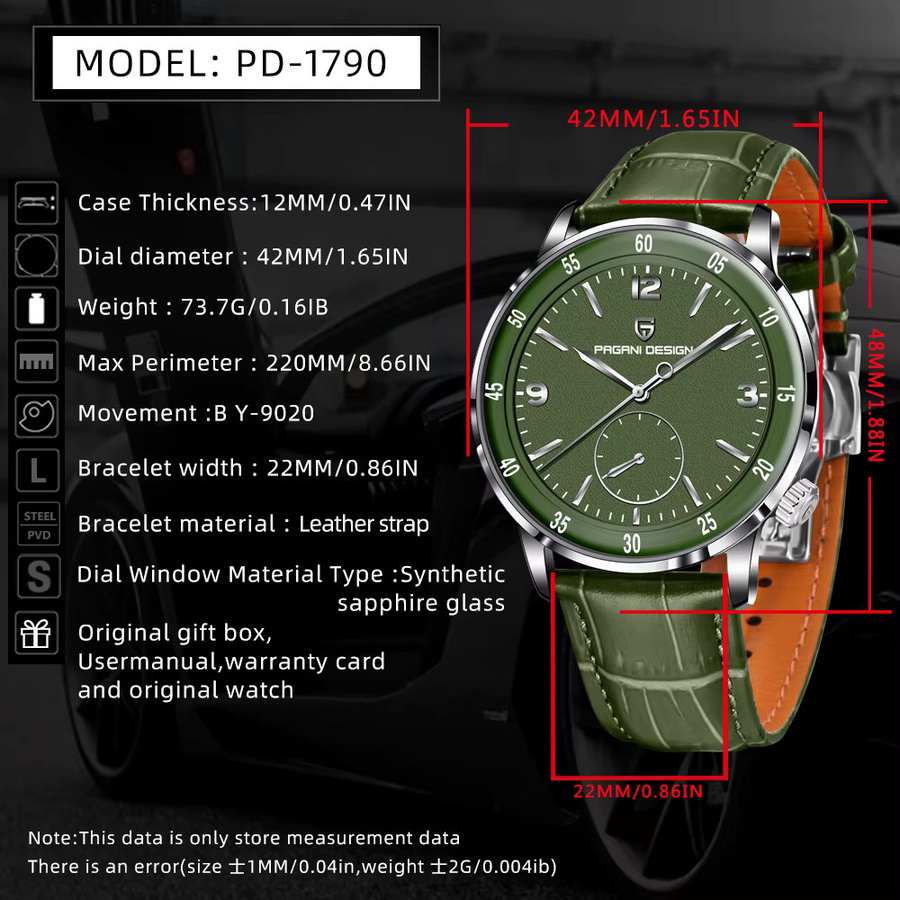 PAGANI DESIGN Automatik-Armbanduhr, Edelstahl, Saphirglas, 42 mm, Herren - Bild 2