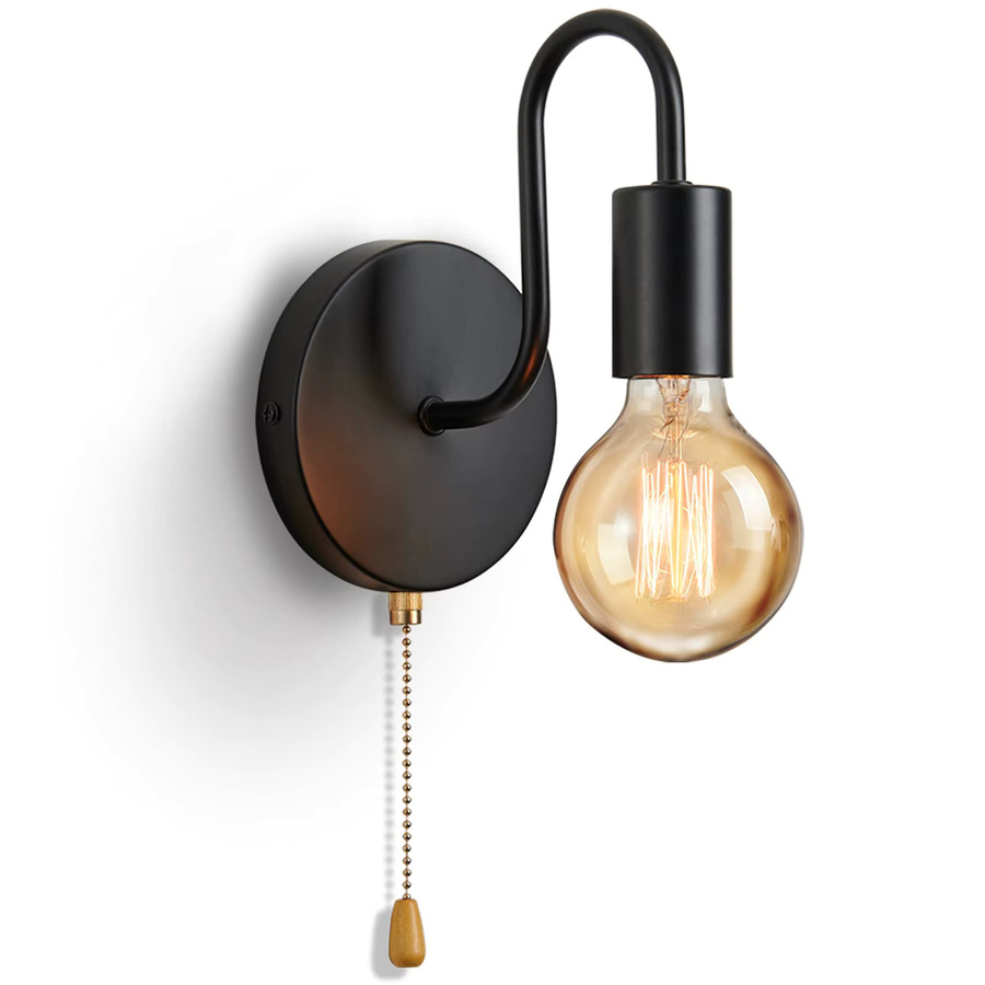 ONEYLTT Nordic Industrie Wandlampe aus Metall in Schwarz mit E27 Fassung und transparentem Glas für Schlafzimmer und Badezimmer - Bild 2
