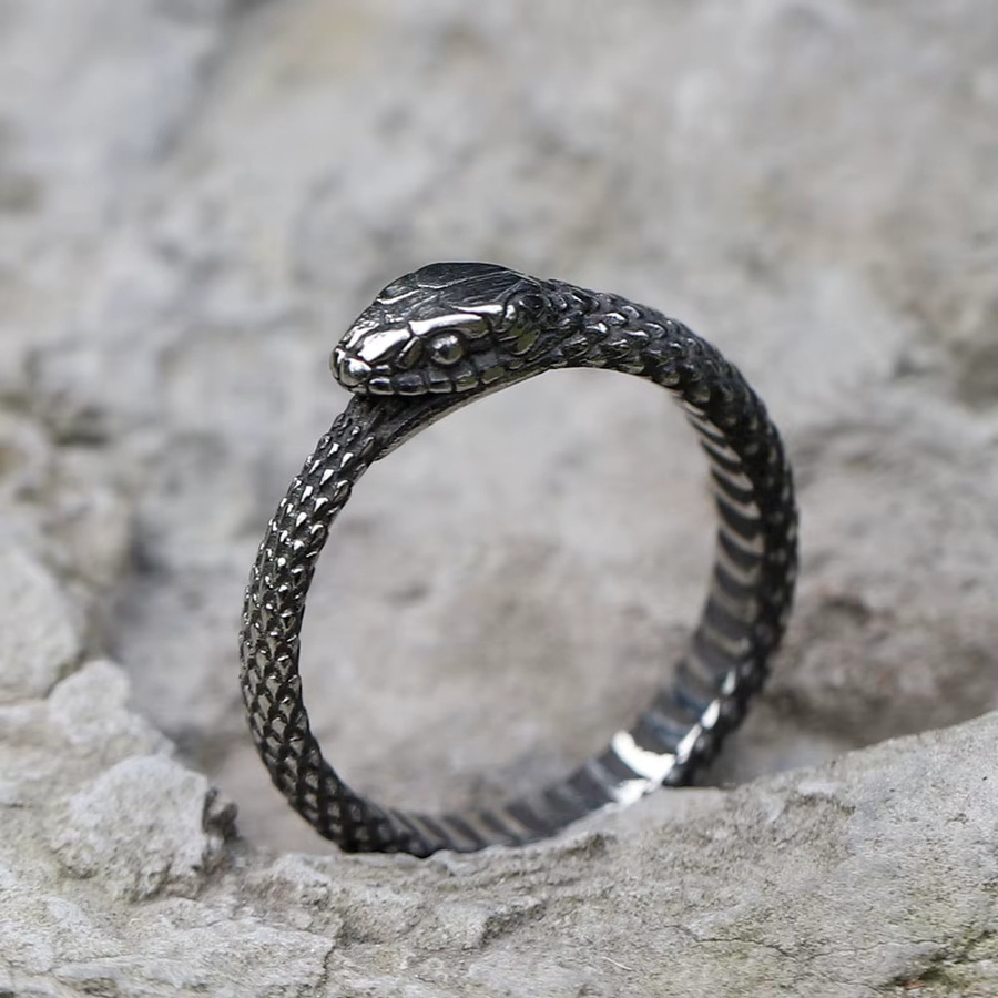 Charming Folk Ring Edelstahl, Wikinger Schlangenkopf, Herren - Bild 2