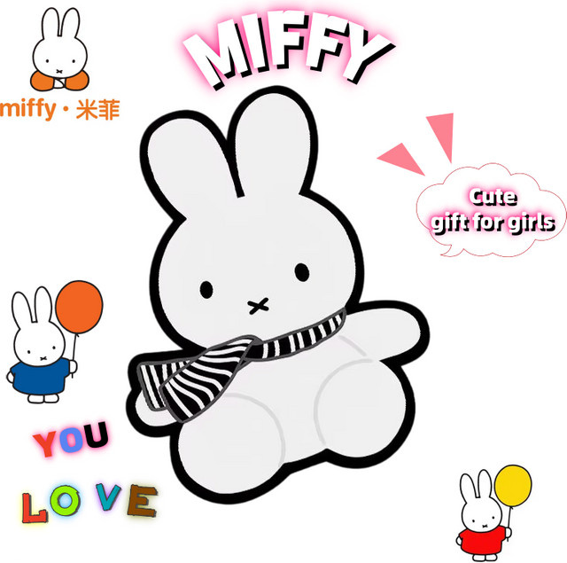 Miffy Mauspad in Weiß mit kreativem Cartoon-Kawaii-Druck als rutschfeste Schreibtischunterlage - Bild 1