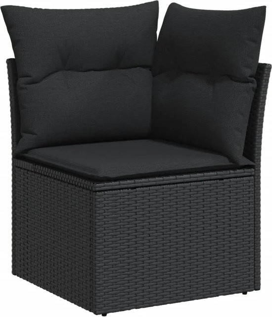 vidaXL 6-tlg Garten-Sofagarnitur aus Polyrattan in Schwarz mit Sitz- und Rückenkissen - Bild 1