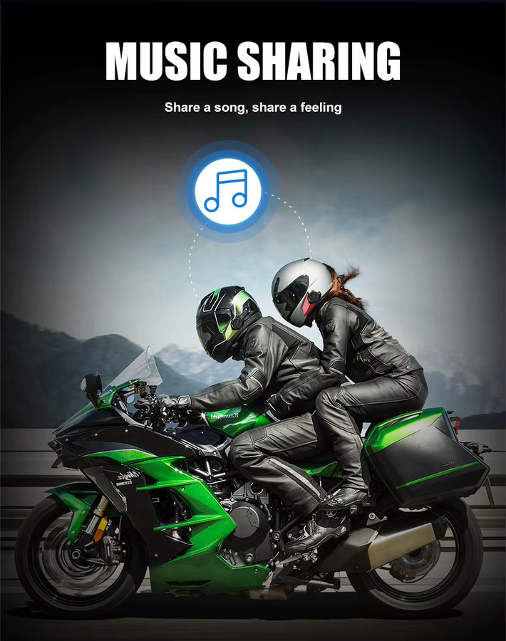 Mornystar S8 Motorrad-Gegensprechanlage mit Bluetooth und GPS, wasserdichtes Helm-Headset für bis zu 6 Fahrer mit 1200 m Reichweite und FM-Funktion - Bild 3