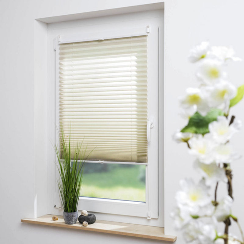 LIEDECO Klemmfix Plissee Easy, sandfarben und braun, semi-transparent, B: 80 cm, H: 210 cm - Bild 2
