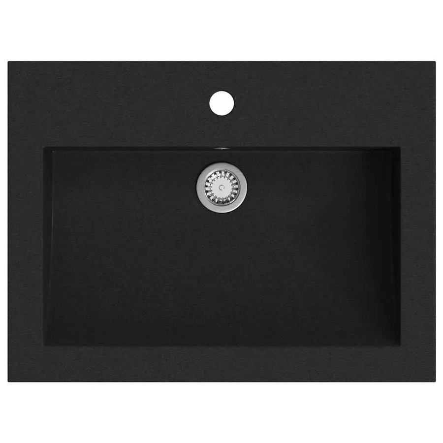 vidaXL Granitwaschbecken aus Granit-Verbundwerkstoff in Schwarz, B/T/H: 60,0 x 45,0 x 12,0 cm - Bild 2