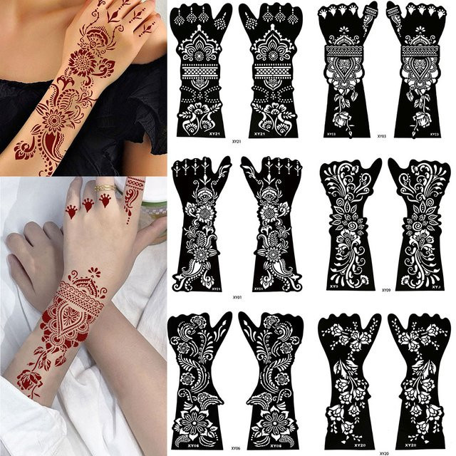 2 Stück Henna-Tattoo-Schablonen, Mond-Mandala-Spitzen-Design - Bild 1