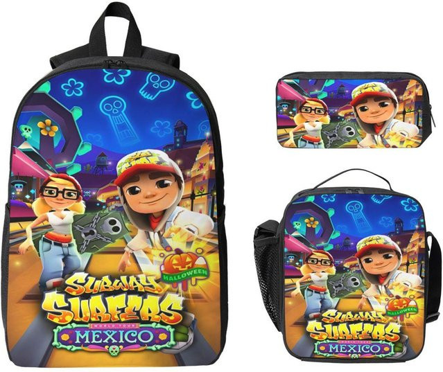 Subway Surfers Schultaschen-Set mit Rucksack, Brotdose und Federmäppchen für Kinder von Fancy Style Studio in Mehrfarbig - Bild 1