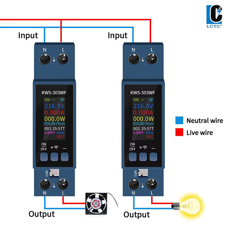 LCTC KWS-303 Tuya WiFi Energiezähler 8in1 Multifunktions AC Spannung Amperemeter mit App-Steuerung, Blau - Bild 4
