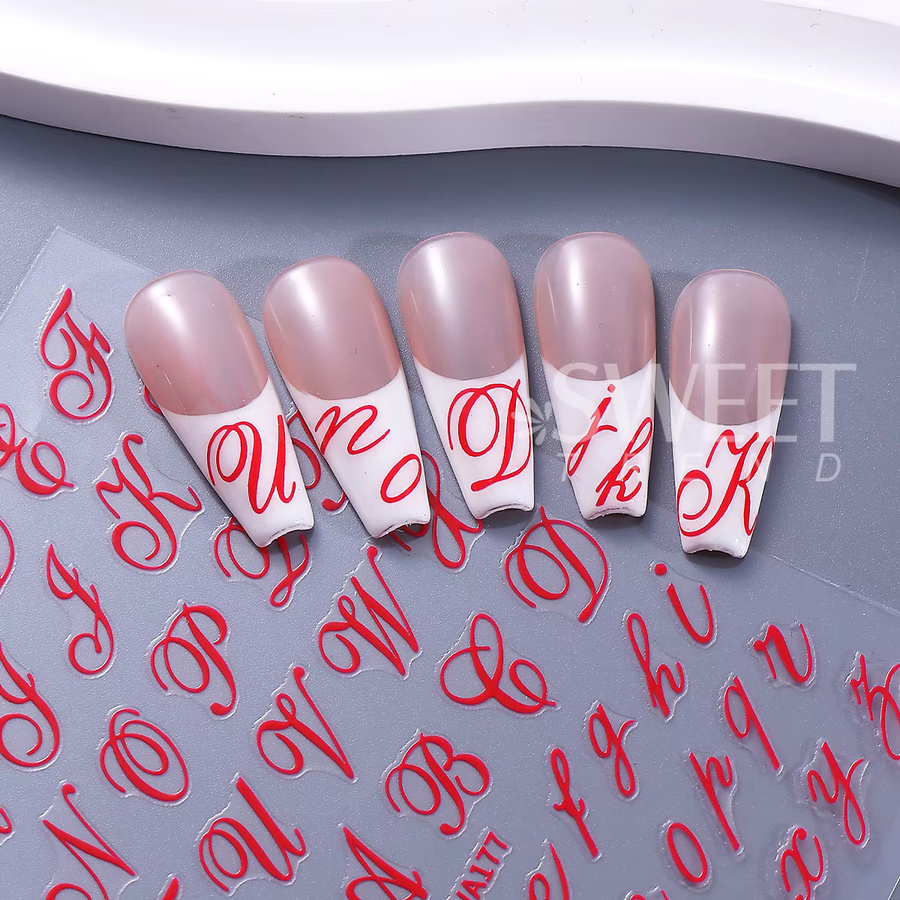 SWEET TREND Nagelaufkleber Gothic Buchstaben, 6 Stück, Glänzend, Unisex - Bild 3