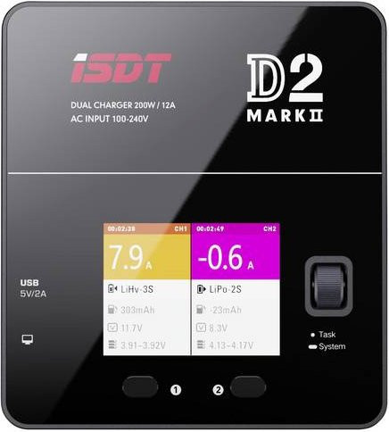 ISDT D-2 MARK2 Multifunktionsladegerät für LiPo, LiIon, LiFePO, LiHV, NiMH, NiCd und Blei in Schwarz - Bild 1