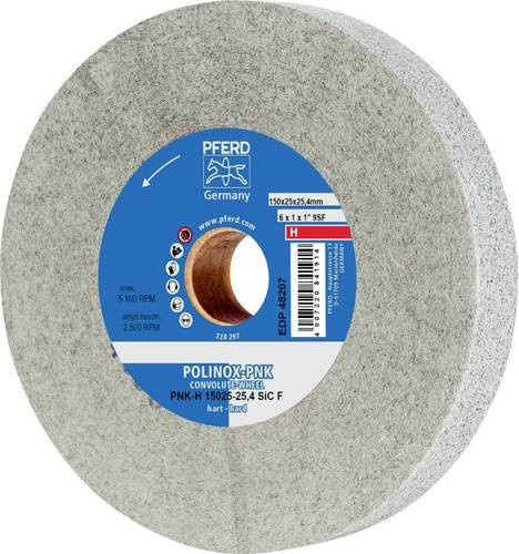 PFERD POLINOX Gewickeltes Vlies-Rad PNK Fein für Finish, Farbe: Grau, Durchmesser: 150 mm, Bohrung-Ø: 25,4 mm - Bild 1