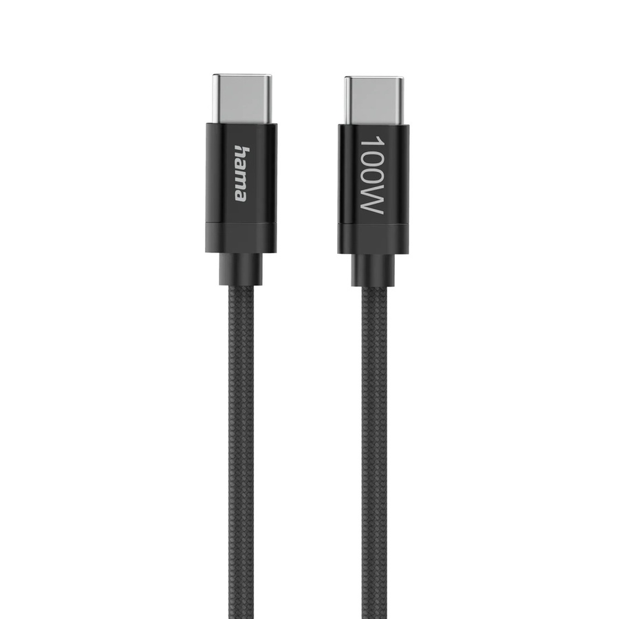 Hama USB-C auf USB-C Ladekabel Fabric Nylon 100 W Schwarz 1,5 m - Bild 2