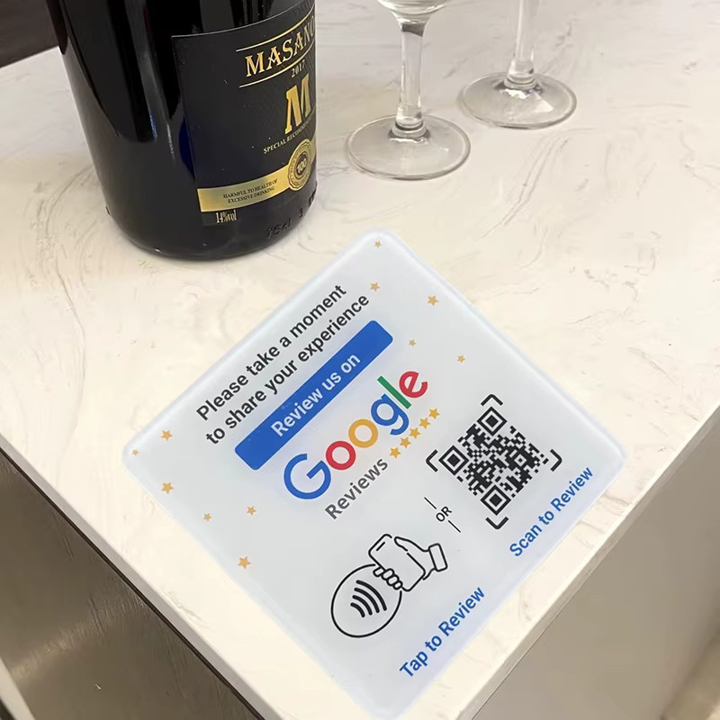 Google Review QR-Code-Schild mit NFC-Funktion aus Acryl in Weiß für professionelle Kundenrückmeldungen - Bild 3
