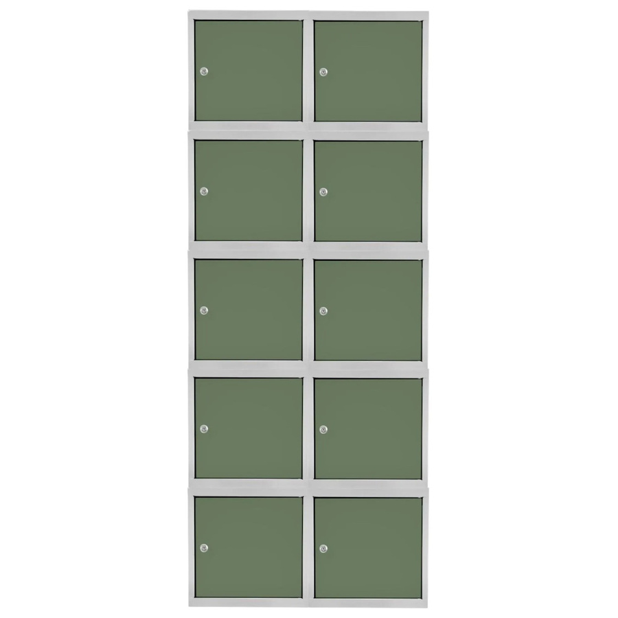 PROREGAL Blocky Schließfachwürfel Set aus 10 Einheiten mit Zylinderschloss und 2 Schlüsseln, Lichtgrau/Grün, B/T/H: 40 x 40 x 40 cm - Bild 2
