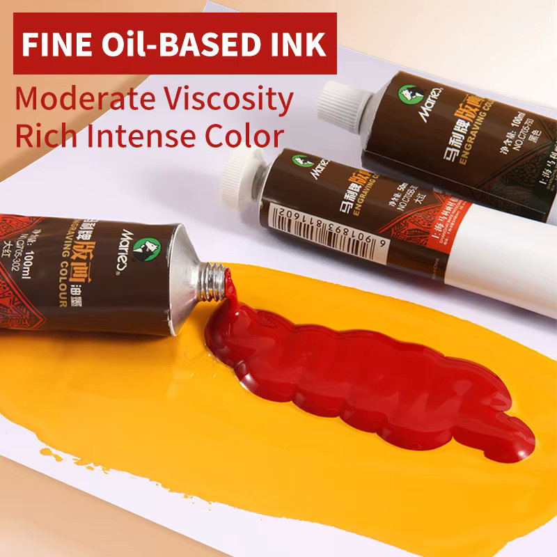 Marie's Druckgrafikfarben Set, 6 Farben in Multicolour, ölbasierte Druckfarbe für Linoleumblöcke, Papier, Holz und Wand, 50 ml pro Farbe - Bild 6