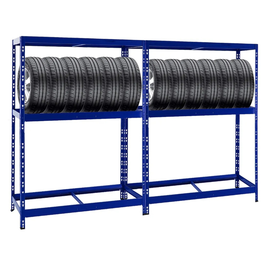 PROREGAL Reifenregal Tiger 2er Set mit Fachboden, Blau, H: 180 cm, B: 130 cm, T: 50 cm - Bild 2
