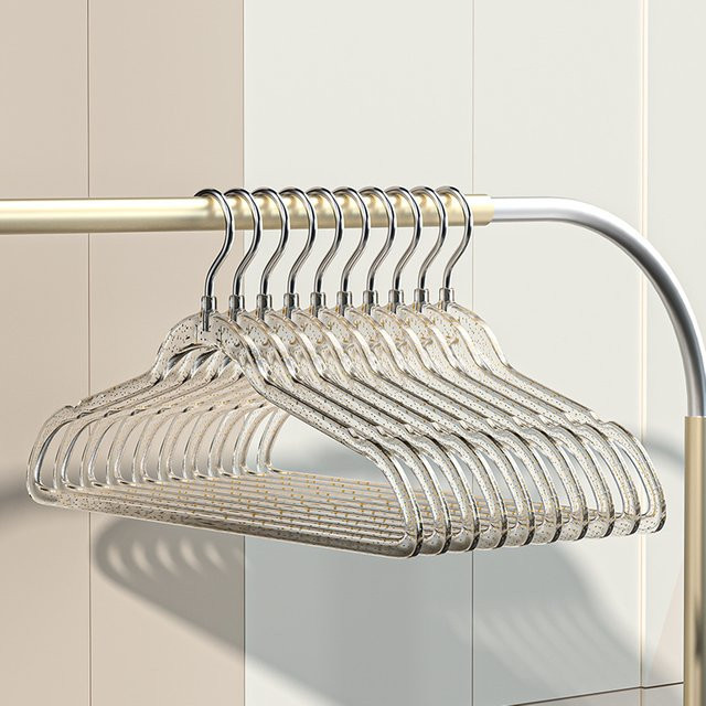 Transparente rutschfeste Kunststoff-Kleiderbügel mit geformten Schultern zum schonenden Trocknen deiner Kleidung - Bild 1
