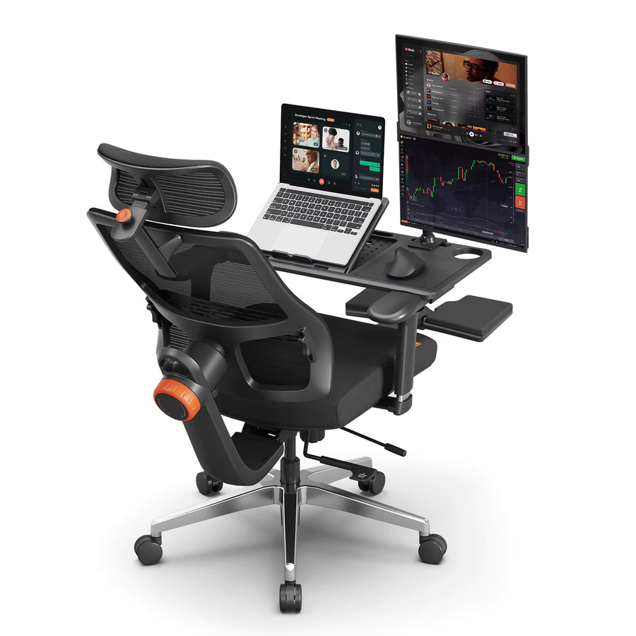 NEWTRAL Ergonomischer Bürostuhl LAPD mit Workstation, schwarzer Home Office Stuhl mit Fußstütze, 5D-Kopfstütze und 4D-Armlehnen - Bild 5