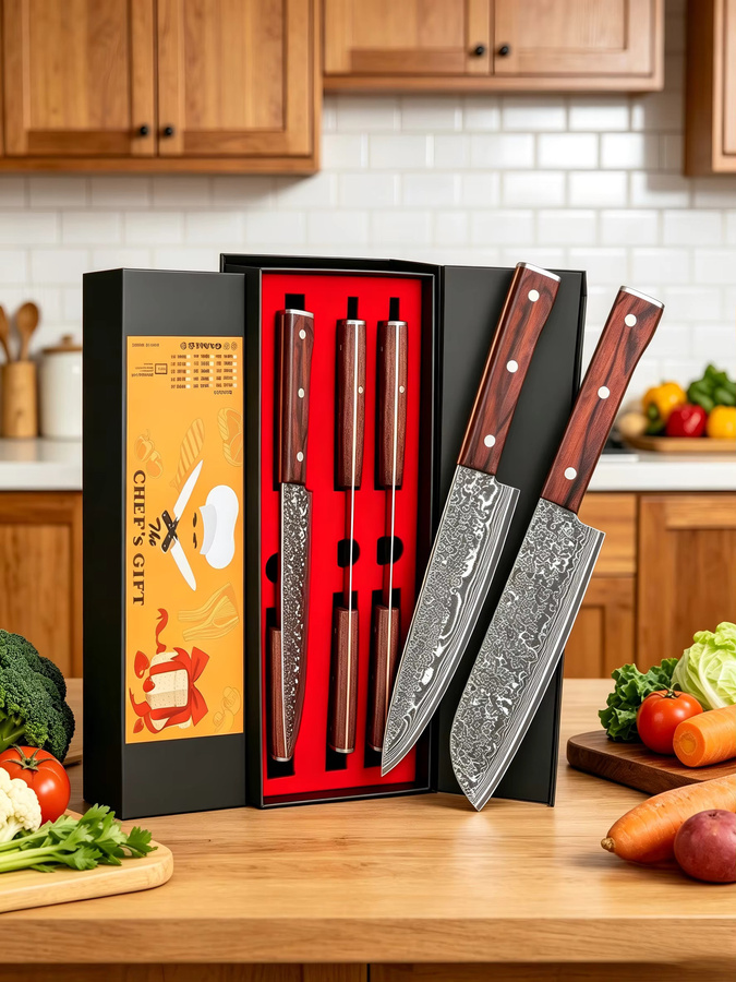 SAEIV 2-teiliges Damaszener Stahl Küchenmesser-Set aus VG10 Hochkohlenstoffstahl mit Santoku-Messer im japanischen Stil - Bild 5