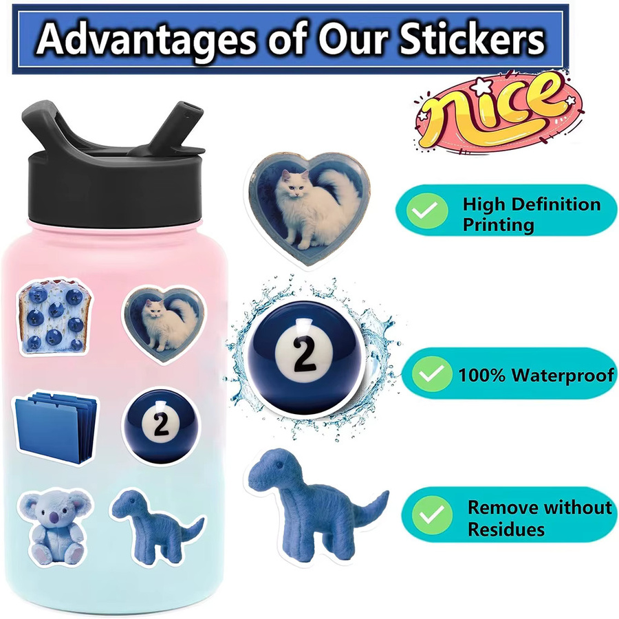 50 Stück Wasserdichte Graffiti Aufkleber im INS Stil in Dunkelblau von BulingBulingStickers Shop - Bild 5