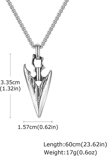 Vnox Anhänger Halskette, Wikinger Speerspitze, Herren, white - Bild 1
