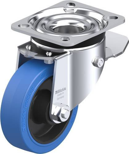 Blickle Lenkrolle LK-POEV 100XR-1-ST-SB mit Feststeller, Rad-Durchmesser: 100 mm, Tragfähigkeit: 200 kg, verzinkter Stahl - Bild 1
