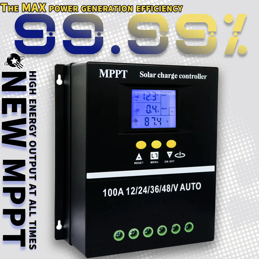 Powlsojx MPPT Solar-Laderegler mit LCD-Display und Dual-USB-Schnellladefunktion für Blei-Säure- und Lithium-Batterien, Schwarz - Bild 6