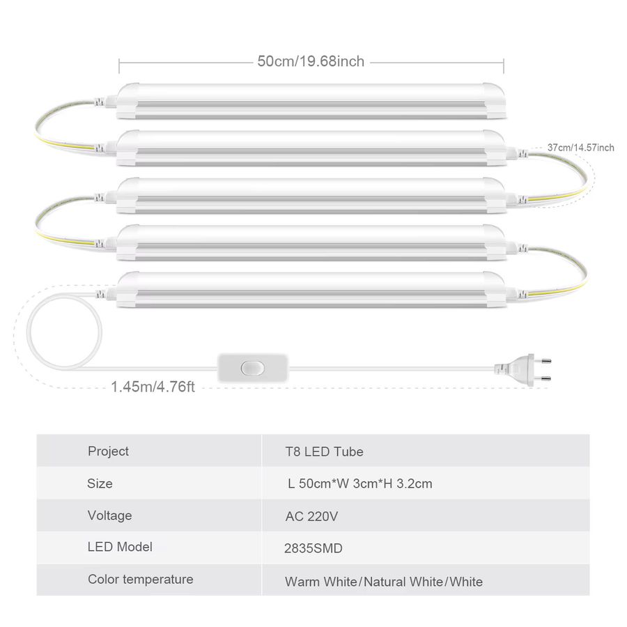 Lcamaw T8 LED Röhre Lampe Natural White, 50 cm Länge - Bild 2
