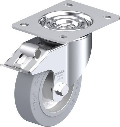 Blickle Lenkrolle LK-ALEV 125K-3-FI-SG mit Feststeller in Grau aus Stahl, Rad-Durchmesser: 125 mm, Tragfähigkeit: 250 kg - Bild 1