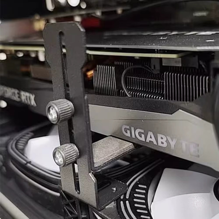 Verstellbarer GPU-Halter für Grafikkarten 6-96mm in Schwarz zur Gehäuselüfter-Unterstützung aus Metall - Bild 4