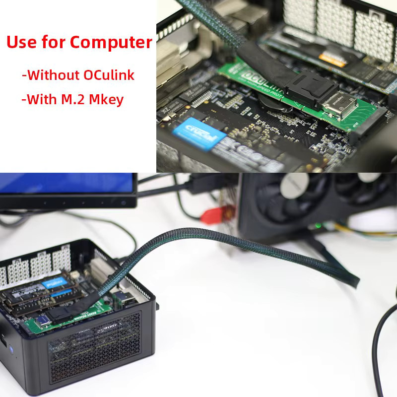 SHCHV Exp GDC Oculink Hochgeschwindigkeits-GPU Dock PCIe 4.0x4 M.2 M-Key zu Oculink Adapter für Mini PC und Notebook in Schwarz - Bild 2