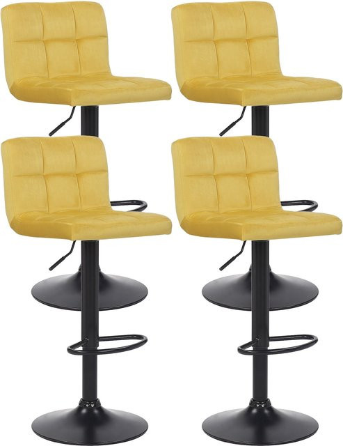 CLP 4er Set Barhocker Feni aus Samt mit Metallgestell, höhenverstellbar und modern, belastbar bis 150 kg - Bild 1