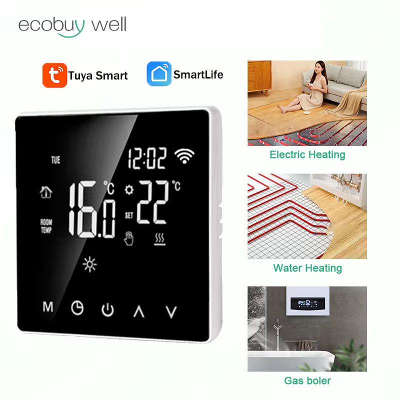 Tuya Smart Thermostat für Fußbodenheizung mit WiFi und App-Steuerung, Digitaler Temperaturregler in Schwarz mit Alexa Sprachsteuerung - Bild 3