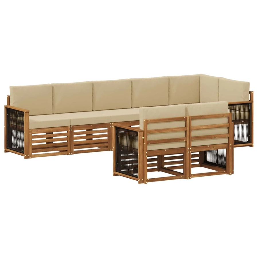 vidaXL Sofagarnitur aus Massivholz Akazie in Natur-beige mit modernem Latten-Design - Bild 2