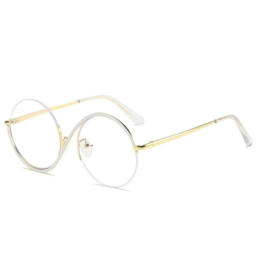 Glazzy S-Brille, Halbrand, Rund, Metall, Gold, Damen, Blaulichtfilter - Bild 1