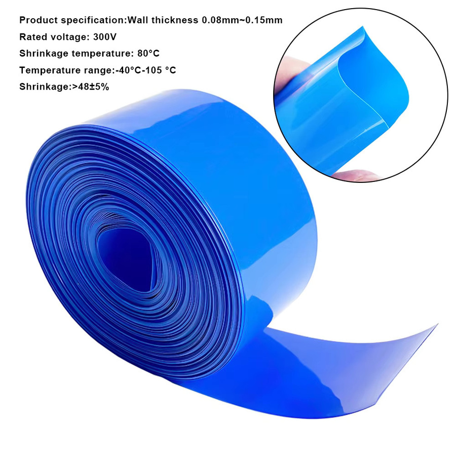 Blauer PVC Schrumpfschlauch für 18650 Akkus und Kabelhülsen, 1 Meter Länge - Bild 3