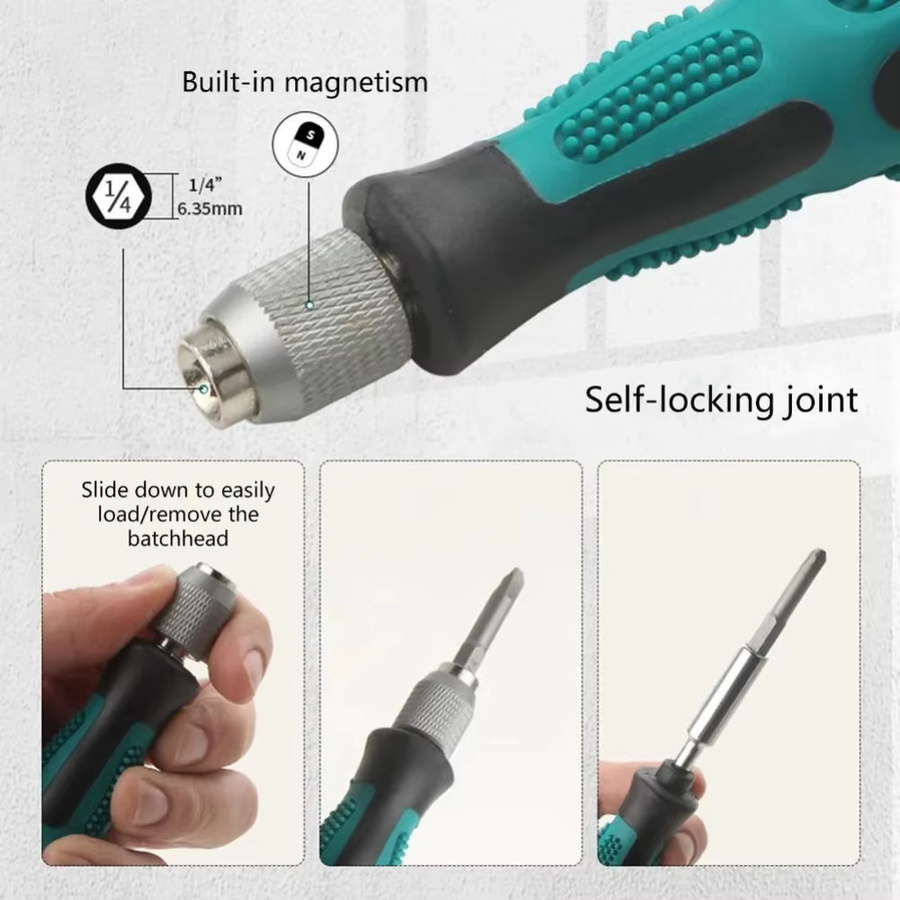 Vibratite 3er-Set Schraubendreher-Griff mit rutschfestem Design und 1/4 Zoll Hex-Schaft als Bit-Halter für Reparaturarbeiten - Bild 3