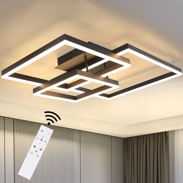 Cliheet LED-Deckenleuchte Schwarz, quadratisches Design aus Acryl, dimmbar mit Fernbedienung, 84W, CCT 3000K-6000K - Bild 1