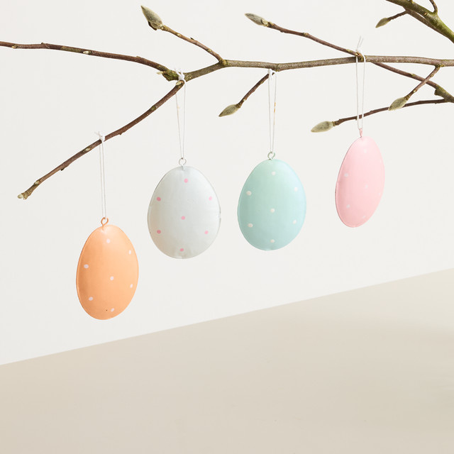 BLUME2000 Deko Metall Hänger Ei Flach Matt 4er-Set Multicolour für Ostern und Frühling - Bild 1