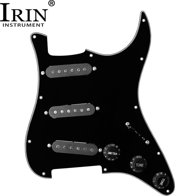 Irin E-Gitarre Schlagbrett mit vorverdrahteten Single Coil Pickups in Schwarz für FD ST Stil Gitarren, 11-Loch-Design - Bild 1