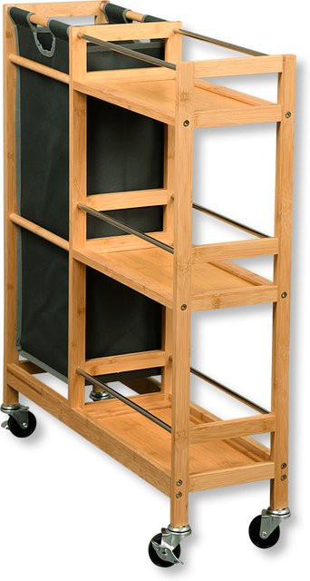 Kesper Nischenwagen mit Flaschensammler aus Bambus in Grau/Braun, B/H/L: 24,5 x 9,5 x 79 cm - Bild 5