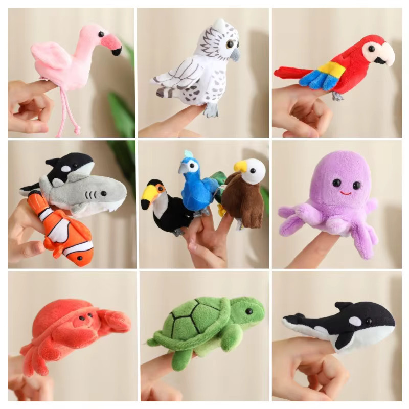 Dora Cool Daumen Hand Puppe, Wal, Flamingo, Papagei, Plüsch Spielzeug, Lila - Bild 1