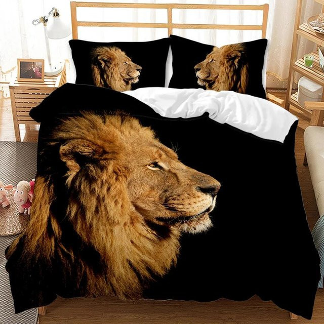 Bettwäsche-Set mit Löwe und Tiger von Your Warm Home, 3D-Druck Tier-Design aus Polyester für Kinder, B/H: 200 x 200 cm, inklusive 2 Kissen (50 x 70 cm) - Bild 1