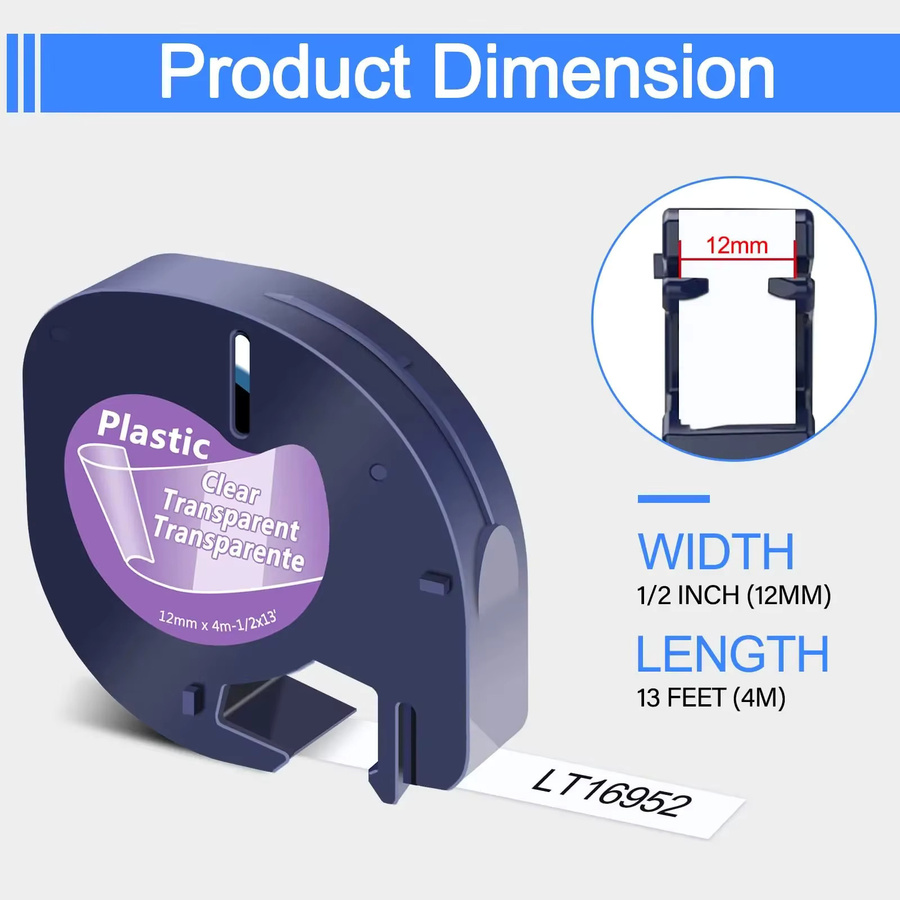 DYMO LetraTag Plus Etikettenband-Nachfüllung, 10 Stück, Mehrfarbig, Breite: 12 mm, kompatibel mit LT-100T, LT-100H, 200B und QX50 LT - Bild 2