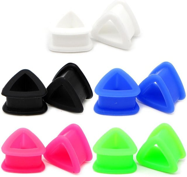 WKOUD Ohr-Tunnels Ohr-Dehner, Silikon, 10mm, Schwarz, Damen - Bild 1